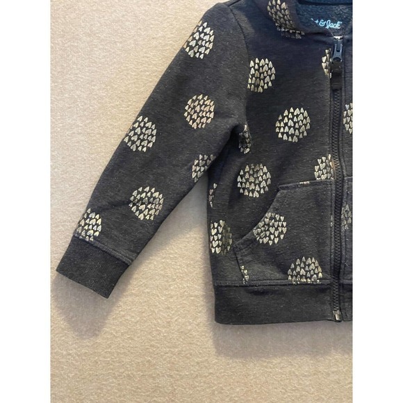 Cat & Jack Jacket Girl's 3T Blue Hooded with Hearts - Picture 3 of 11